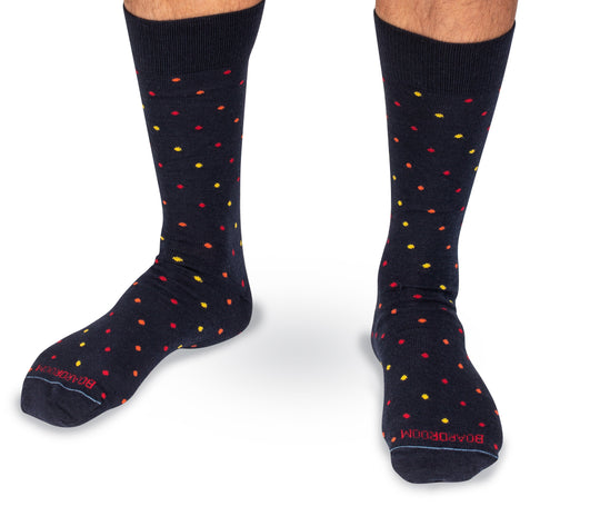 Mid Calf, Navy w/ Tri-Color Dots